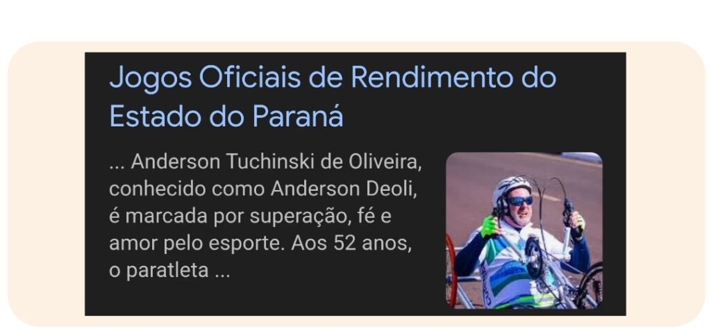 Jogos Oficiais de Rendimento do Estado do Paraná.
Anderson Deoli - O PcD que defende você.